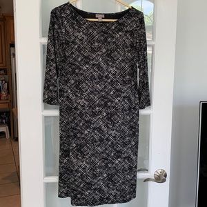 5/$20 JJill Wearever Collection long sleeve black and white dress size SP, EUC